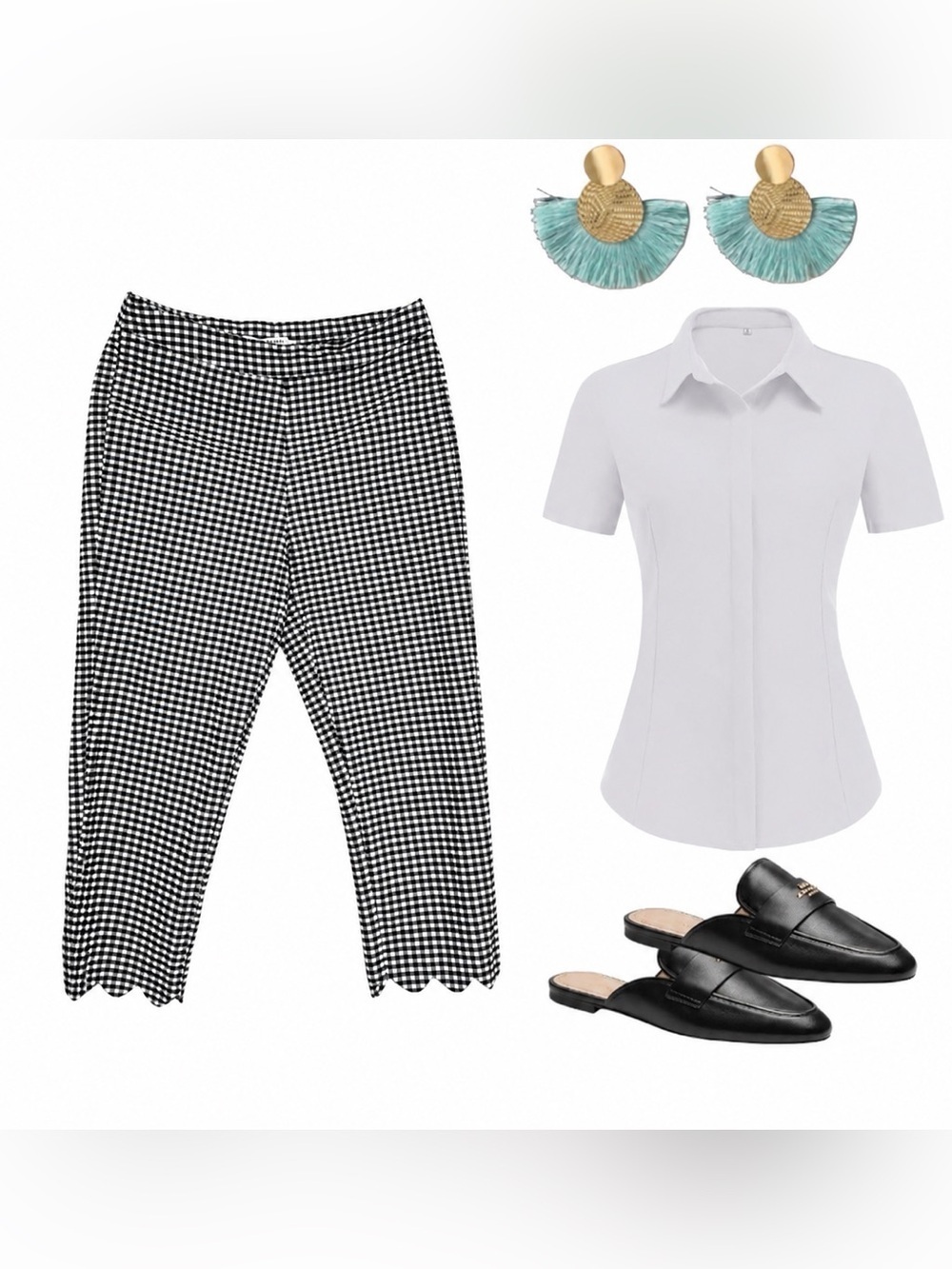 Spring Classic Black & White Gingham Women’s Cropped Pants. Size 10